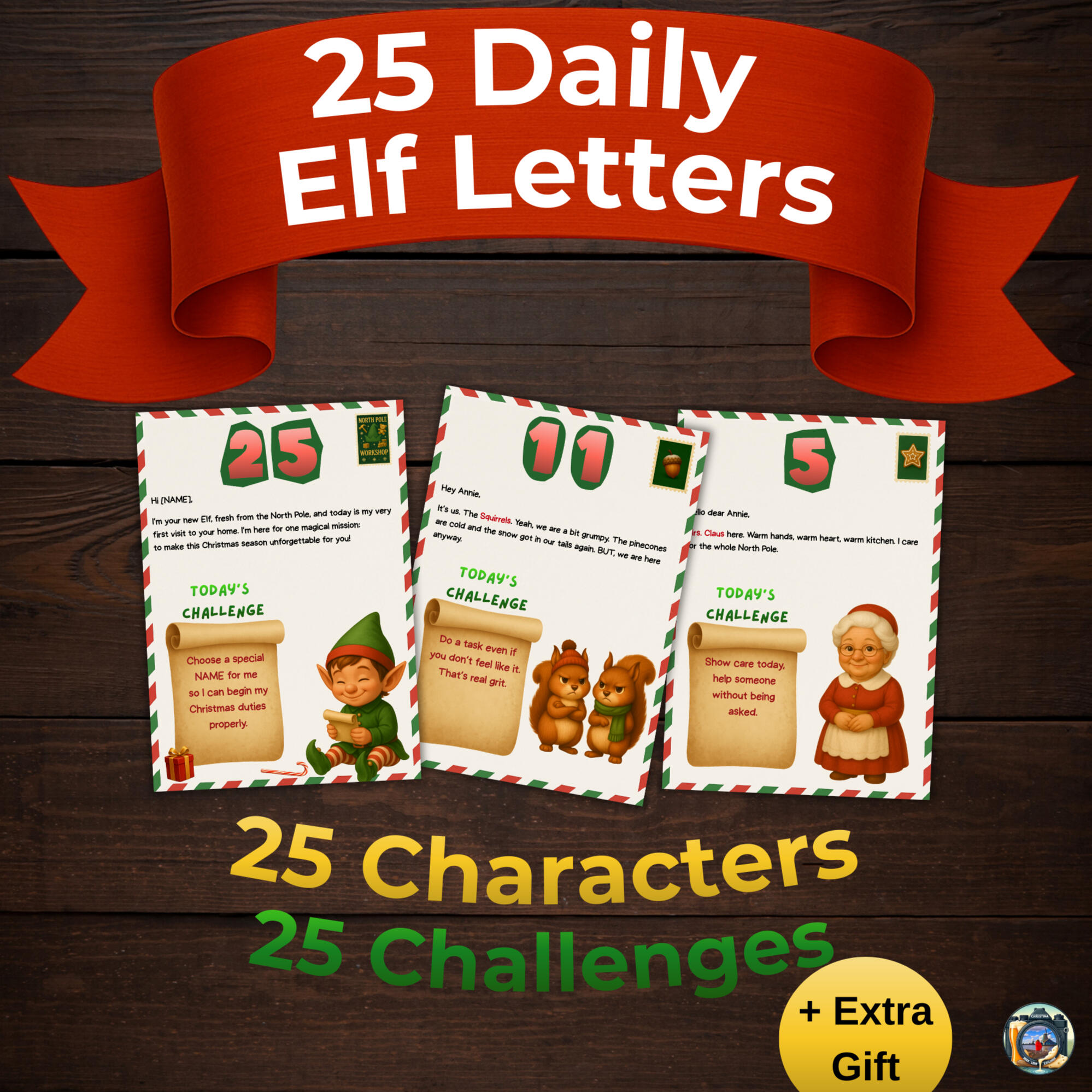 Elf letter set template for kids, printable digital animated Christmas notes.
